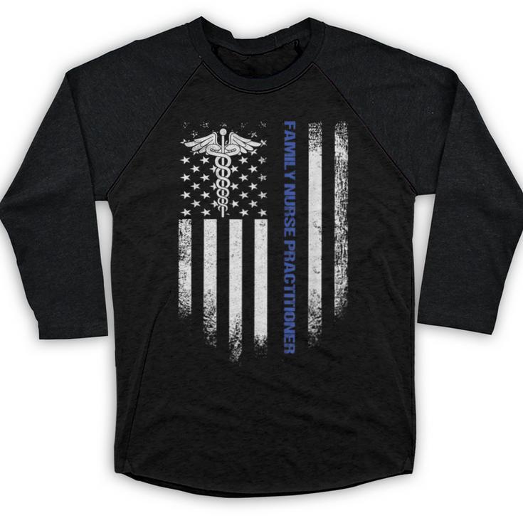 Family Nurse Practitioner Flag FNP Nursing Graduation Baseball Raglan Shirt