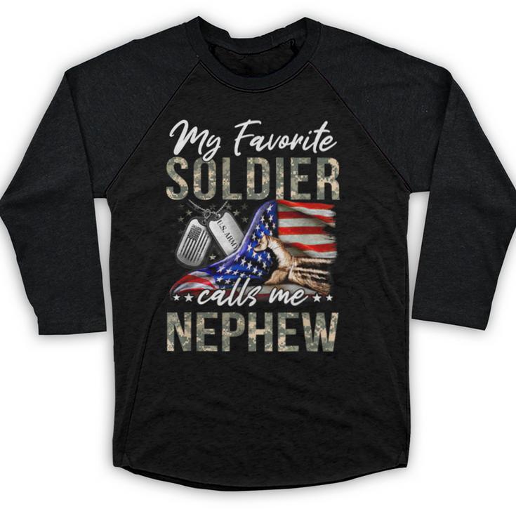 My Favorite Soldier Calls Me Nephew Army Graduation Nephew Baseball Raglan Shirt