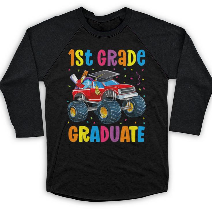 First Grade Graduation Monster Truck 1st Grade Graduate Baseball Raglan Shirt
