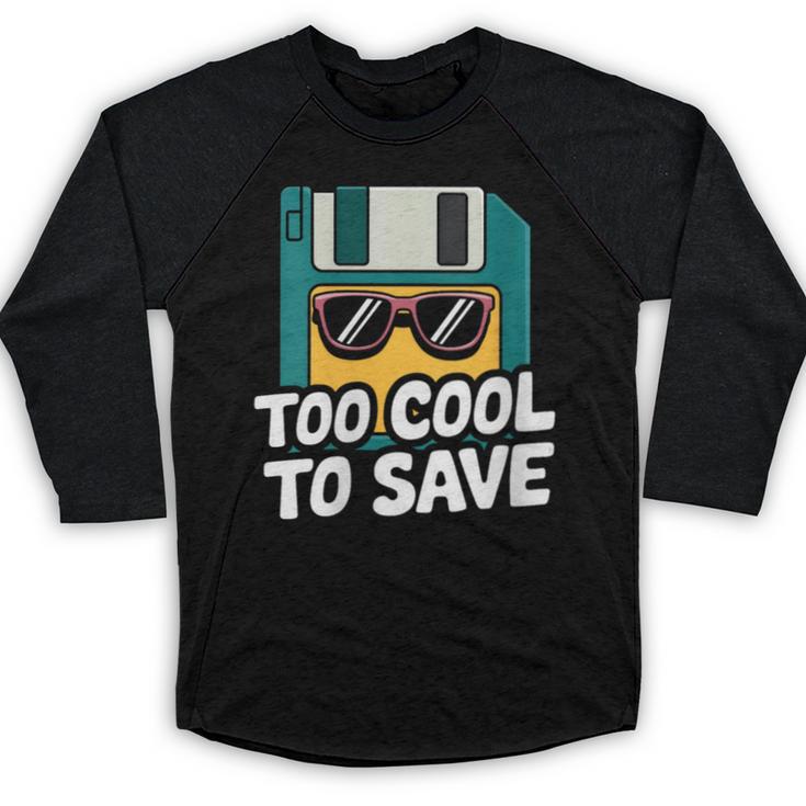 Floppy Disk Retro Tech Nostalgia Old School Computing Humor Baseball Raglan Shirt