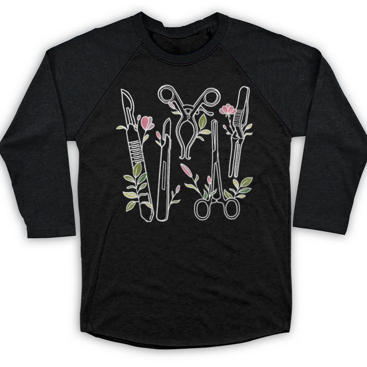 Floral Surgical Tech Surgery Medical Med School Graduation Baseball Raglan Shirt