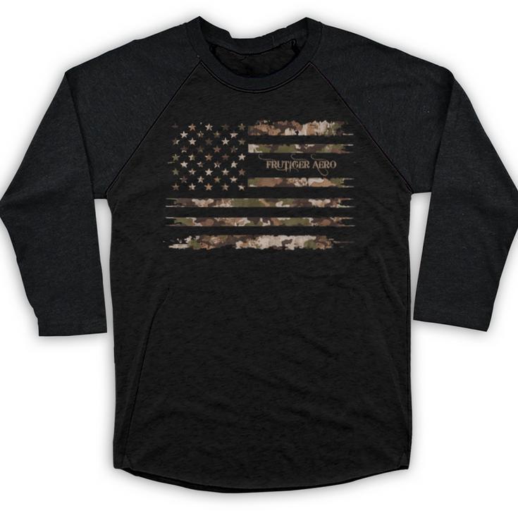 Frutiger Aero Aesthetic Retro Tech Camo Distressed American Baseball Raglan Shirt