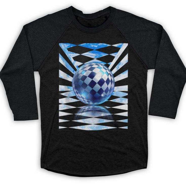 Frutiger Aero Aesthetic Tech Checkered Room Orb Sky Baseball Raglan Shirt