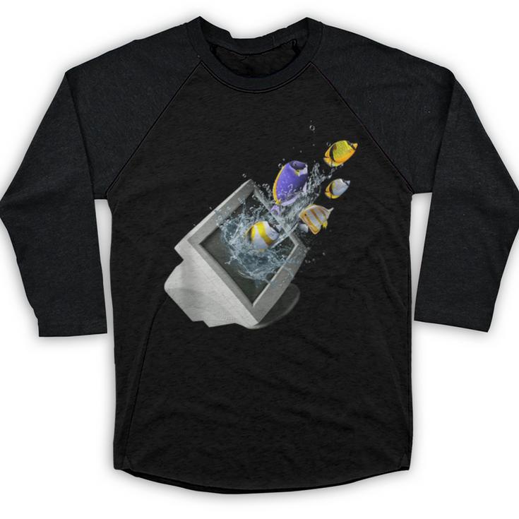 Frutiger Aero Aesthetic Tech Computer Aquarium Fishes Baseball Raglan Shirt