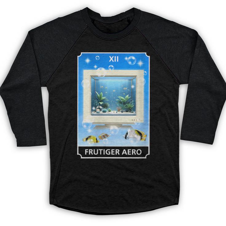 Frutiger Aero Aesthetic Tech Computer Aquarium Tarot Card Baseball Raglan Shirt