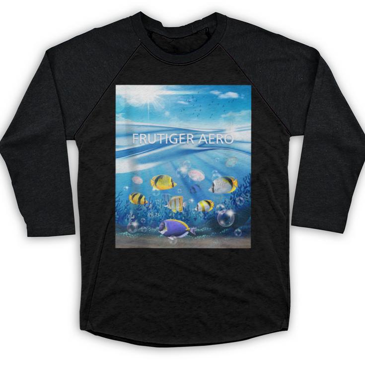 Frutiger Aero Aesthetic Tech Ocean Underwater Fishes Baseball Raglan Shirt