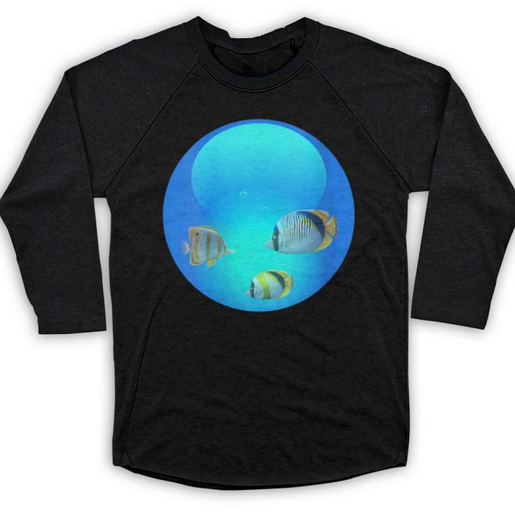 Frutiger Aero Aesthetic Tech Orb Fishes Baseball Raglan Shirt
