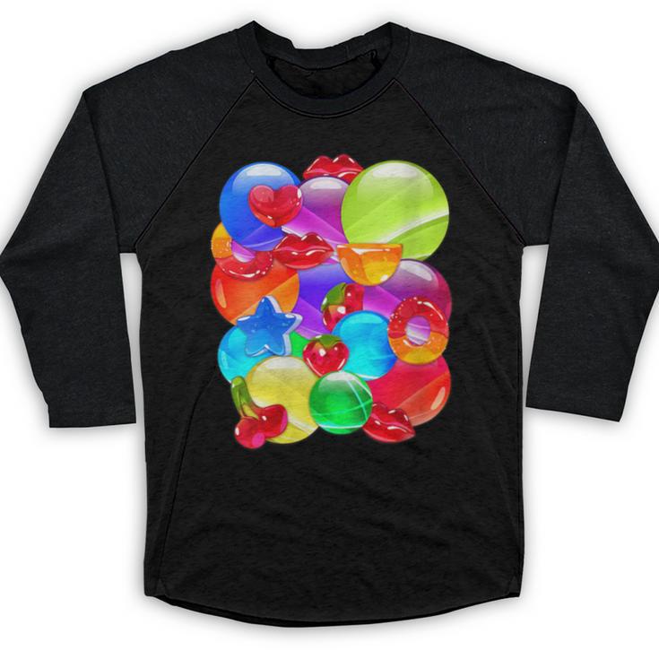 Frutiger Aero Aesthetic Tech Orb Pattern Heart Cherry Lips Baseball Raglan Shirt