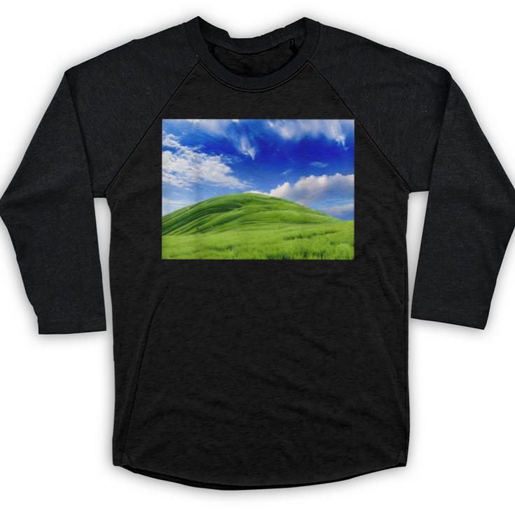 Frutiger Aero Meadow Aesthetic Y2k 2000s Ironic Nostalgic Baseball Raglan Shirt