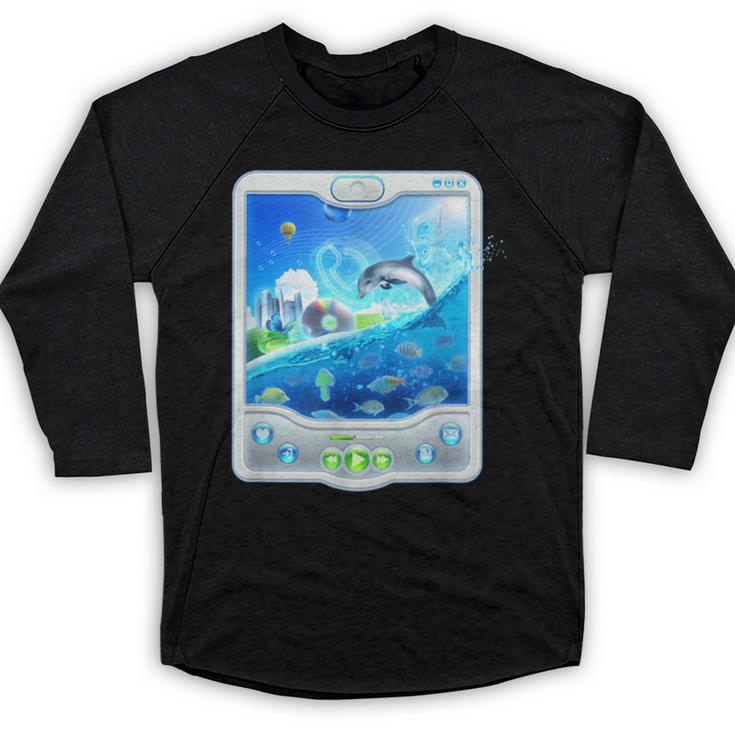 Frutiger Aero Skeuomorphism User Interface Nostalgia Baseball Raglan Shirt