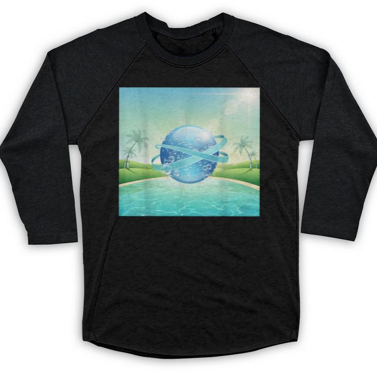 Frutiger Aero Y2k Aesthetic Palm Trees Cyber Beach World Baseball Raglan Shirt