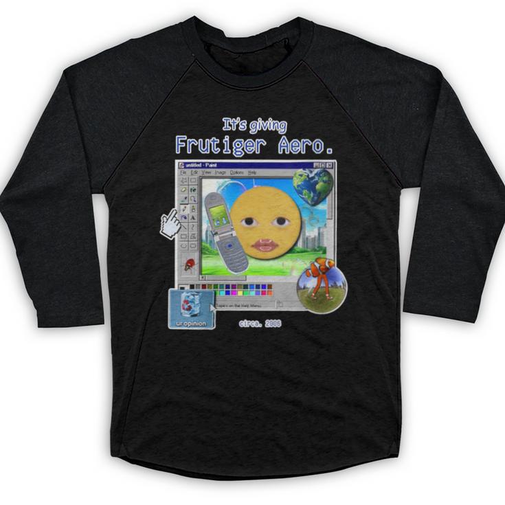 Frutiger Aero Y2K Meme Graphic 2000s Nostalgia Baseball Raglan Shirt