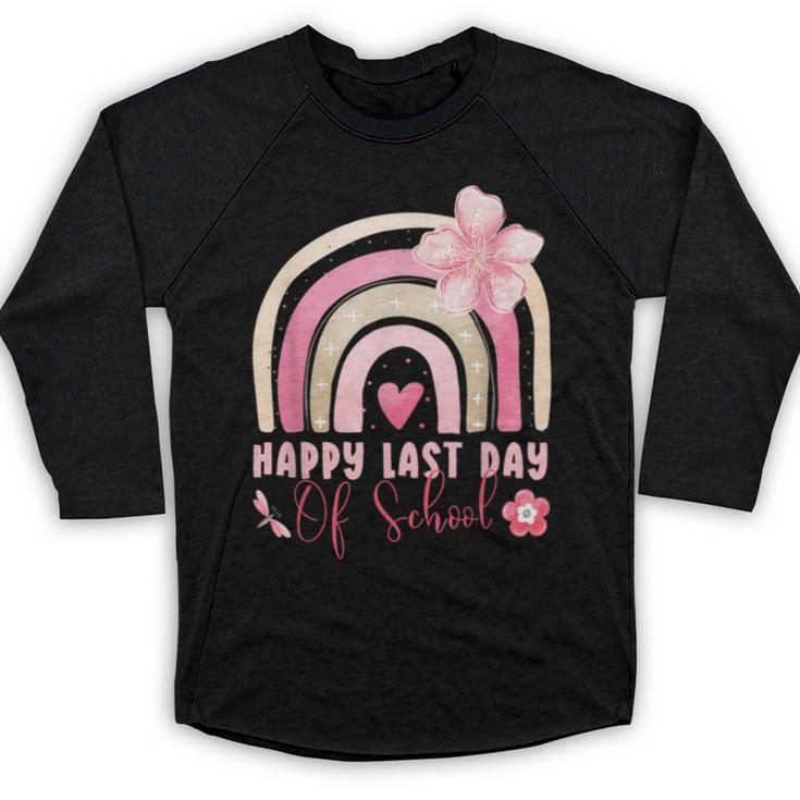 Fun Happy Last Day Of School Girl Student Graduation Rainbow Baseball Raglan Shirt