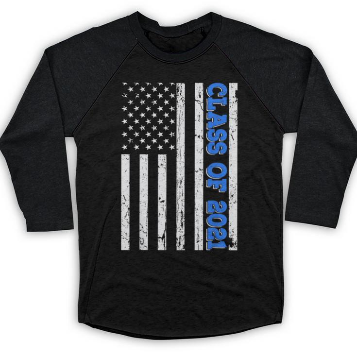 Funny Class Of 2021 American Flag Senior Graduation Baseball Raglan Shirt