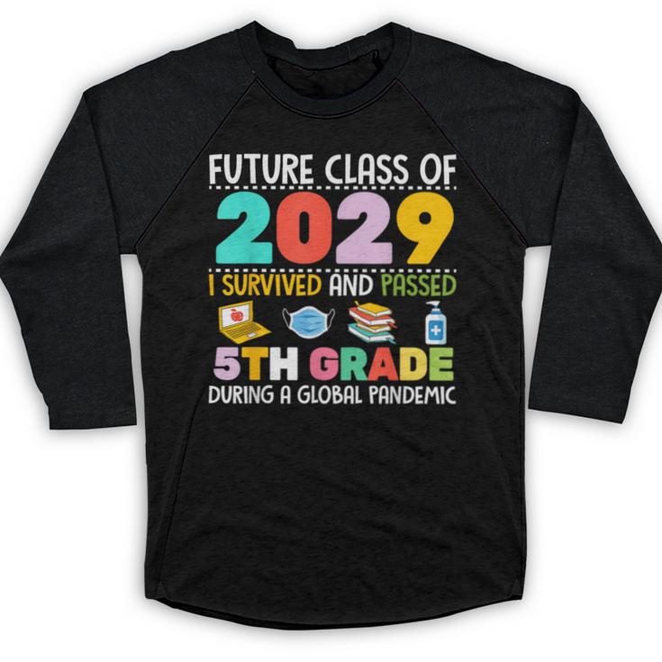 Future Class Of 2029 I Survived Passed 5th Grade Graduation Baseball Raglan Shirt