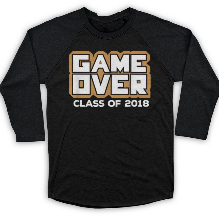 Game Over Class Of 2018 Graduation Shirt Baseball Raglan Shirt