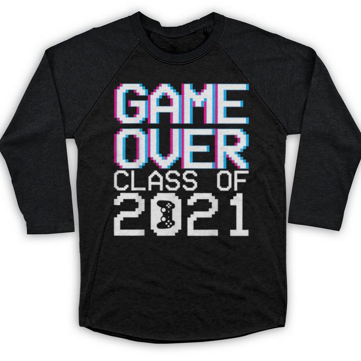 Game Over Class Of 2021 Video Games Graduation Gamer Baseball Raglan Shirt
