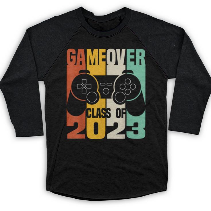 GAME OVER Class Of 2023 Video Games Vintage Graduation Gamer Baseball Raglan Shirt
