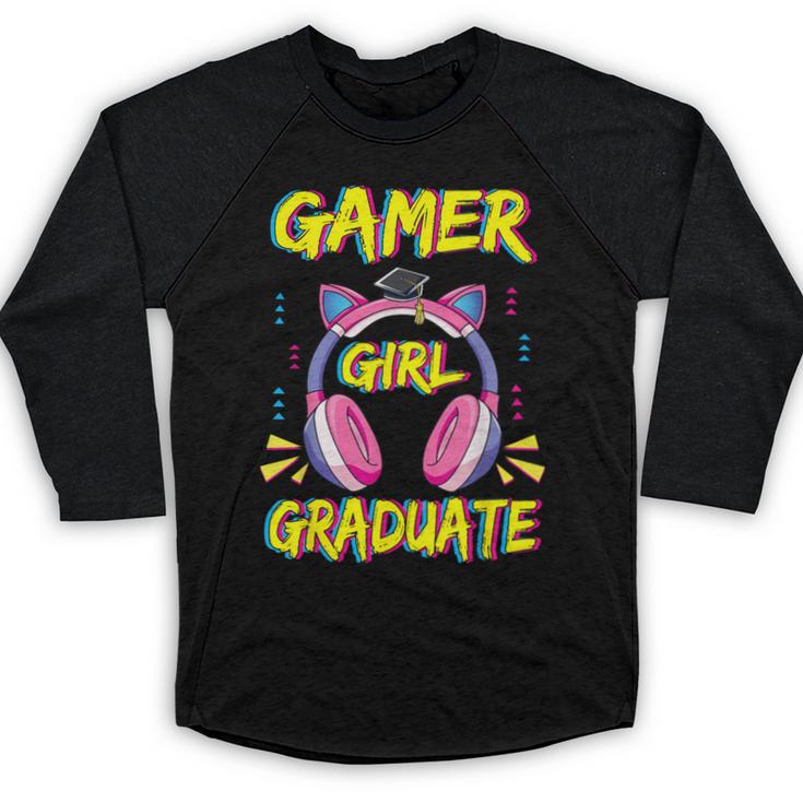 Gamer Girl Graduate Shirt Girls Kids Gamer Graduation Baseball Raglan Shirt