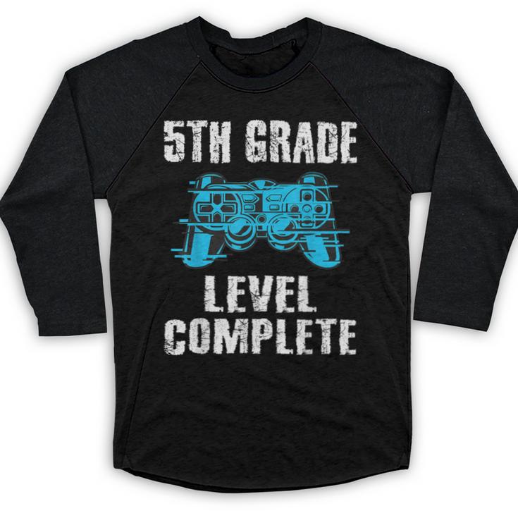 Gamer Graduation 5th Grade Level Complete Video Games Boys Baseball Raglan Shirt