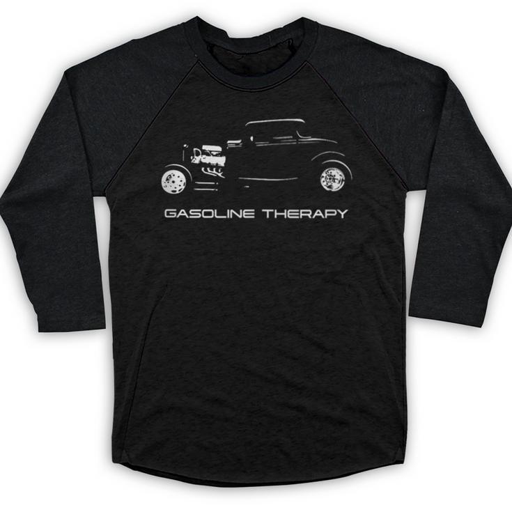 Gasoline Therapy Automotive Nostalgia Vintage Hotrod Car Baseball Raglan Shirt