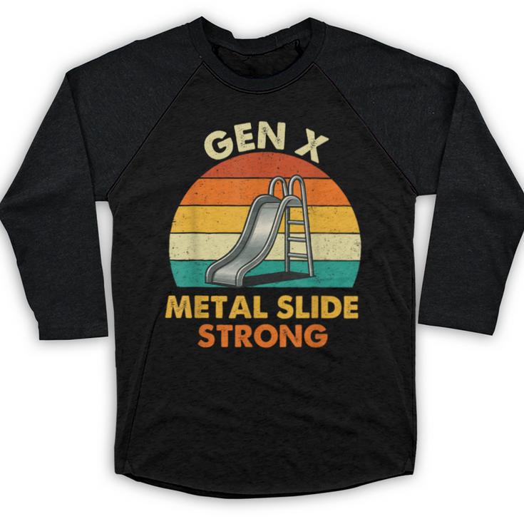 Gen X Slide Strong Generation X Gen Xer Nostalgia Baseball Raglan Shirt