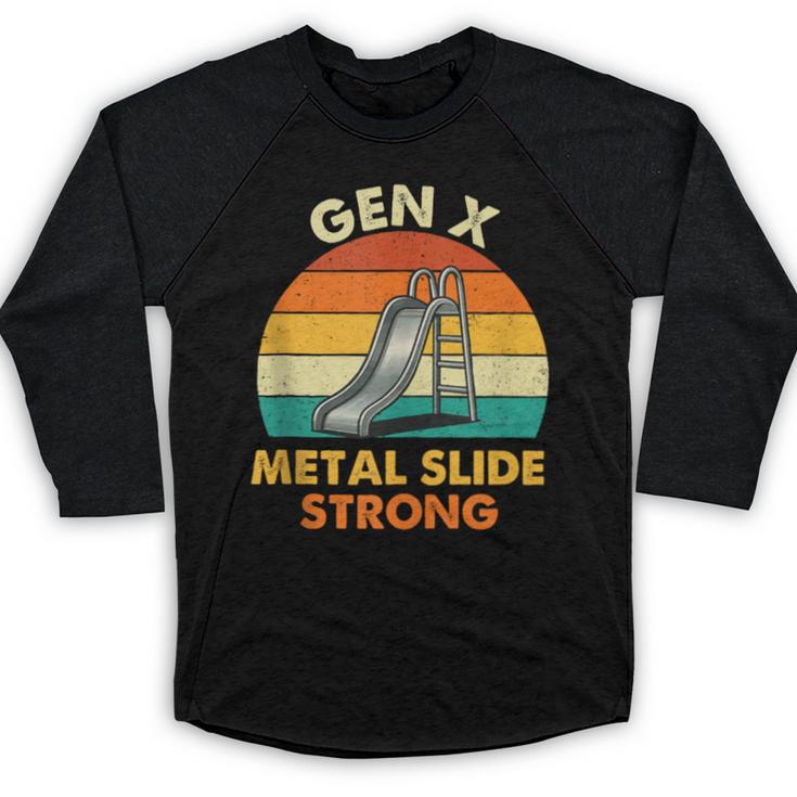Gen X Slide Strong Generation X Gen Xer Nostalgia Baseball Raglan Shirt