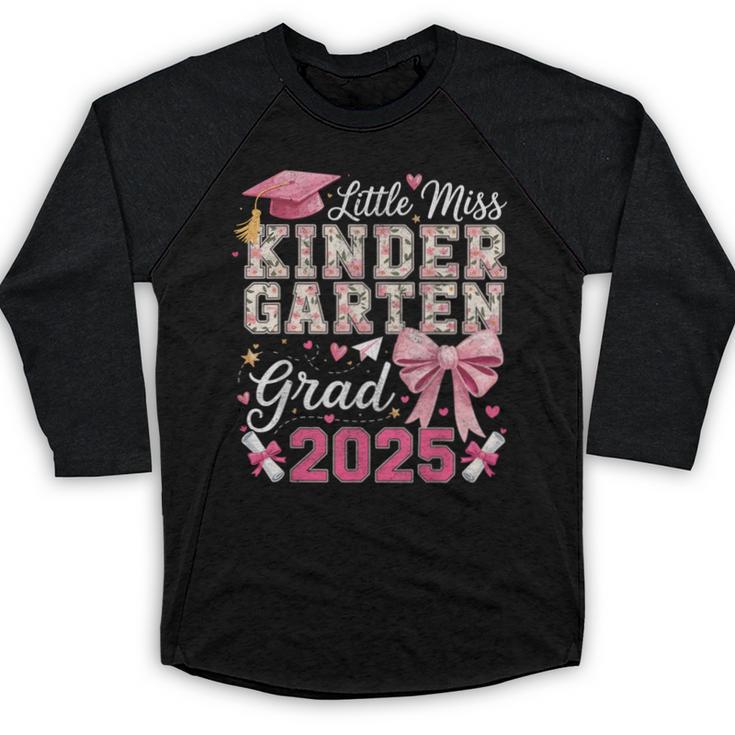 Girls Little Miss Kindergarten Grad 2025 Coquette Graduation Baseball Raglan Shirt
