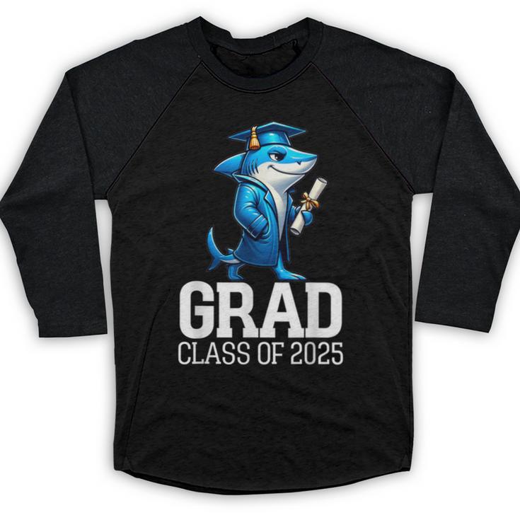 Grad Class Of 2025 Boys Shark Graduation Graduated Baseball Raglan Shirt