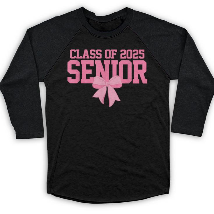Graduate 2025 Class Of 2025 Senior Coquette Bow Graduation Baseball Raglan Shirt
