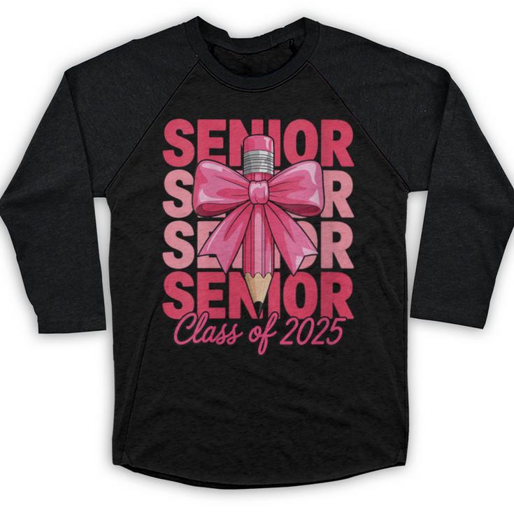 Graduate 2025 For Senior 2025 Graduation Coquette Pink Bow Baseball Raglan Shirt