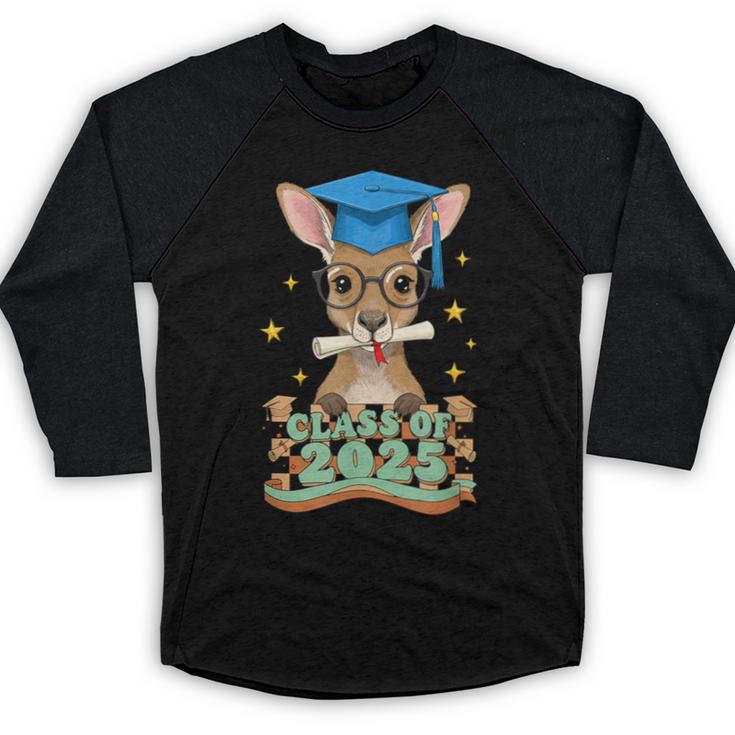 Graduate Kangaroo Class Of 2025 Kids Graduation Baseball Raglan Shirt