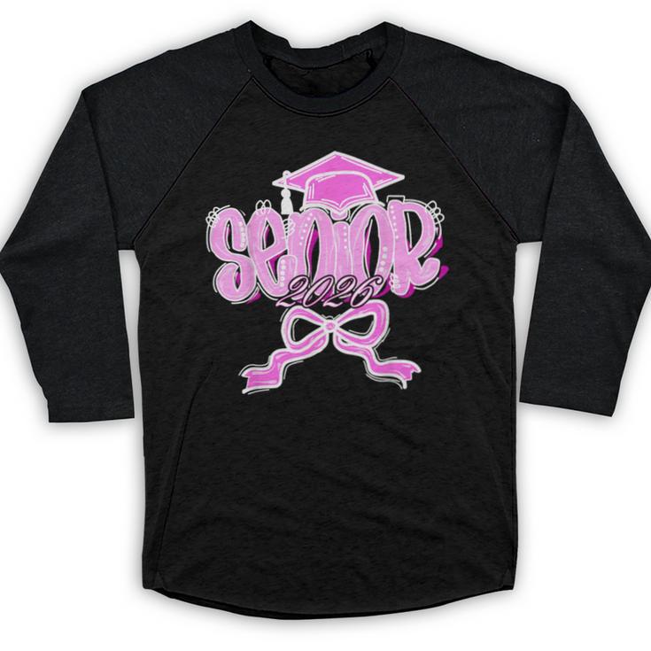 Graduation 2026 Senior 2026 Class Of 2026 Coquette Pink Girl Baseball Raglan Shirt