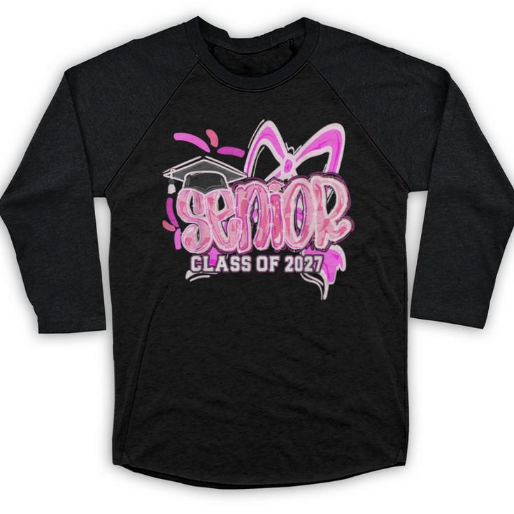 Graduation 2027 Senior 2027 Class Of 2027 Coquette Pink Girl Baseball Raglan Shirt