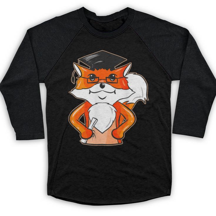 Graduation Fox School Bachelor Master Doctor Study Baseball Raglan Shirt