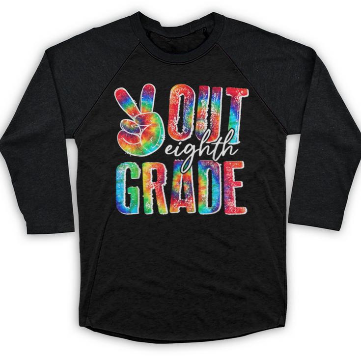 Graduation Peace Sign Out Eighth Grade Tie Dye Hippie Baseball Raglan Shirt