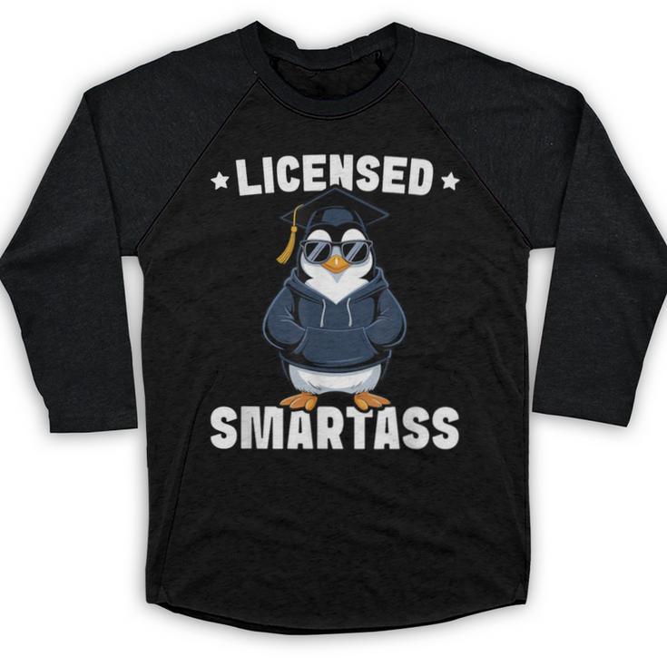 Graduation Penguin Licensed Smartass Graduate Baseball Raglan Shirt