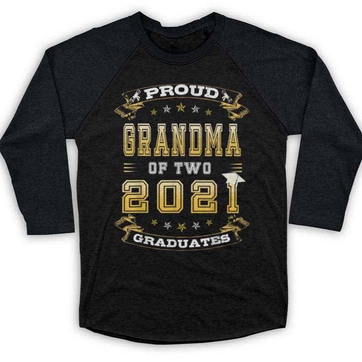 Graduation Proud Grandma Of Two 2021 Graduates High School Baseball Raglan Shirt