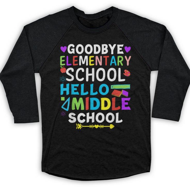 Graduation Shirt For 5th Grader Goodbye Hello Middle School Baseball Raglan Shirt