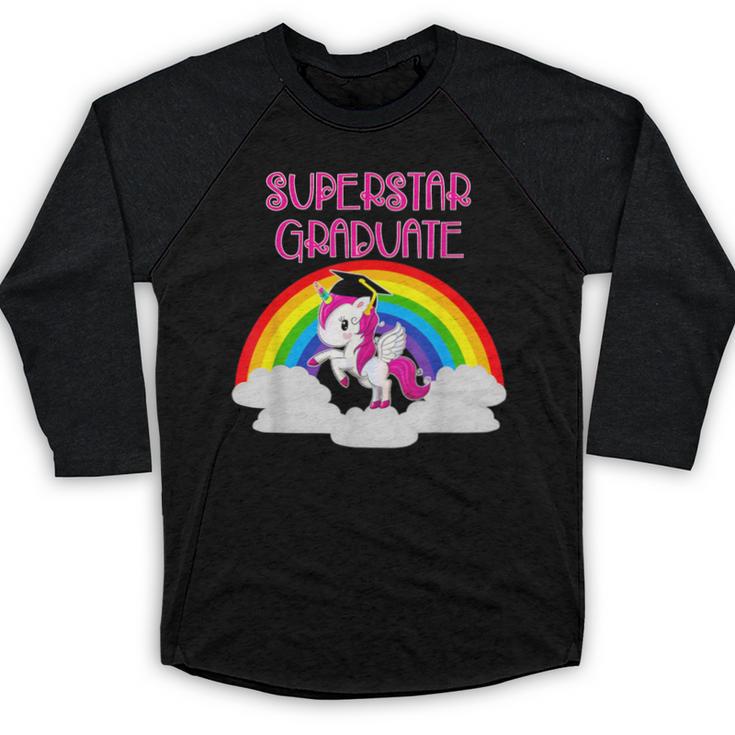 Graduation Unicorn Superstar Magical Colorful Rainbow Tshirt Baseball Raglan Shirt