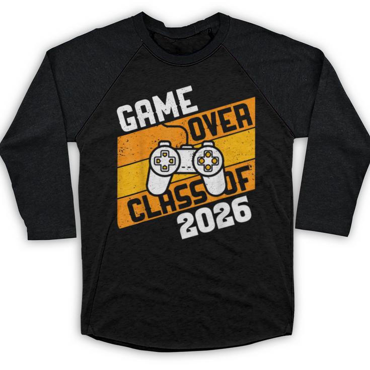 Graduation Video Gamer Game Over Class Of 2026 Senior Baseball Raglan Shirt