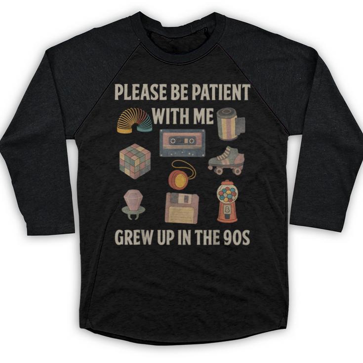 Grew Up In The 90s  Retro Nostalgia Baseball Raglan Shirt