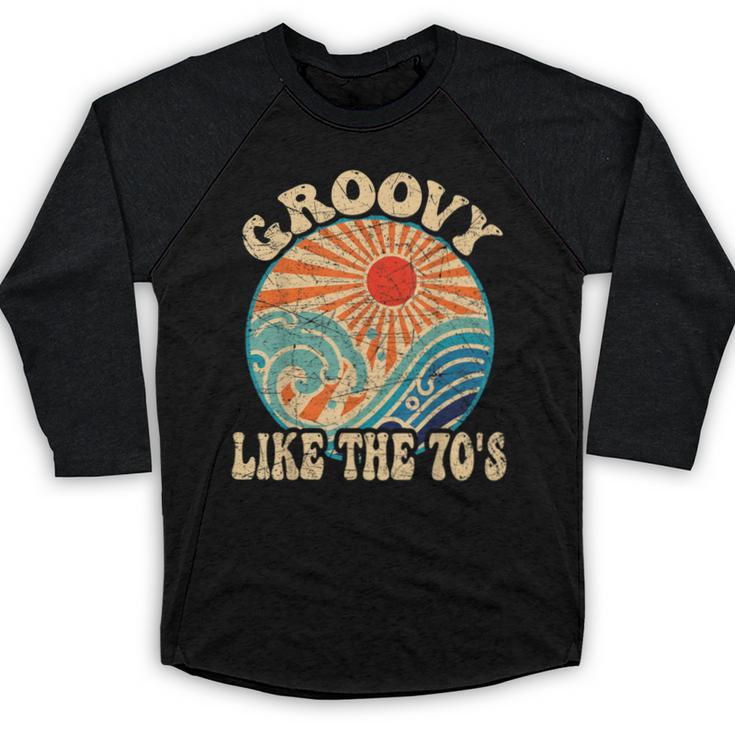 Groovy Like The 70s Aesthetic Nostalgia 1970's Retro Baseball Raglan Shirt