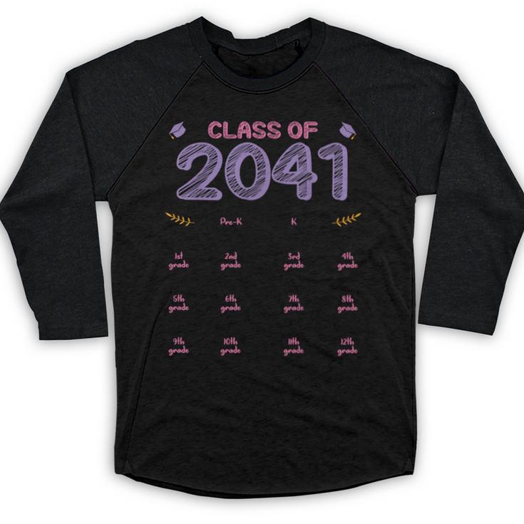 Grow With Me Graduation First Day Of School Class Of 2041 Baseball Raglan Shirt