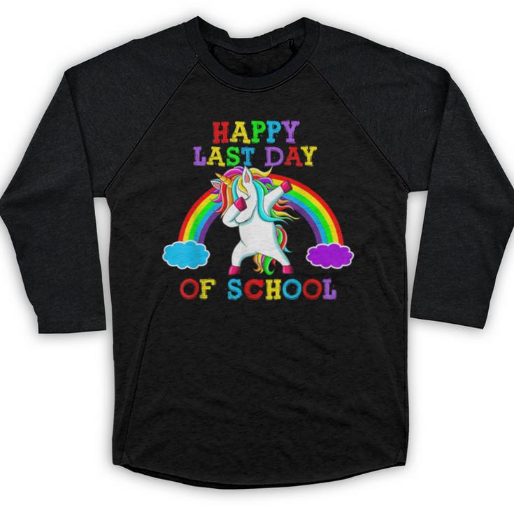 Happy Last Day Of School Teacher Student Graduation Unicorn Baseball Raglan Shirt