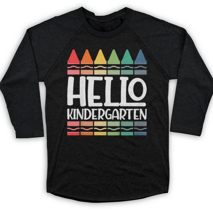 Hello Kindergarten First Day Back To School Graduation Baseball Raglan Shirt
