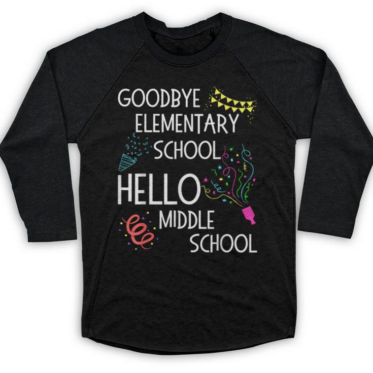 Hello Middle School Graduation Elementary School T-Shirt Baseball Raglan Shirt