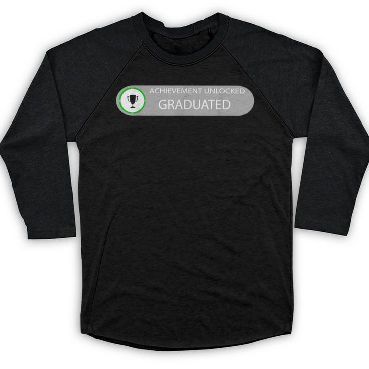 High School Or College Graduation Achievement Unlocked Baseball Raglan Shirt