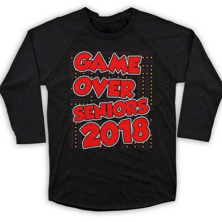 High School Graduation Tshirt Game Over Senior Class Of 2018 Baseball Raglan Shirt