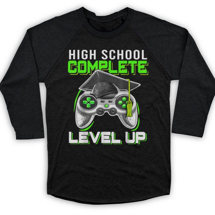 High School Level Complete Class Of 2024 Graduation Baseball Raglan Shirt